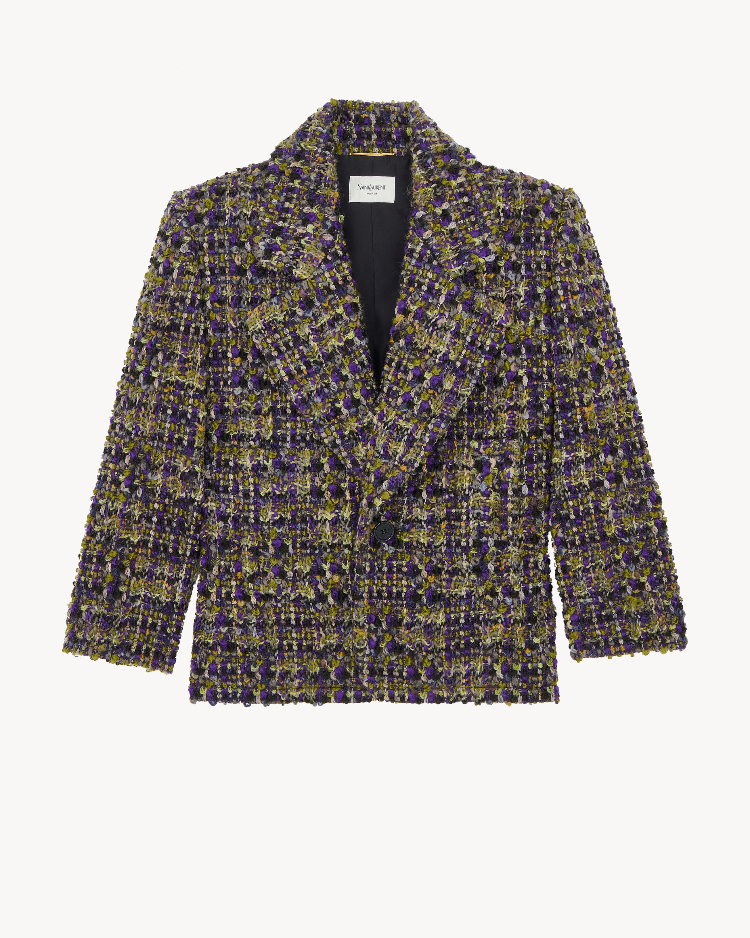 single-breasted jacket in tweed in Purple | Saint Laurent | YSL EN-EE