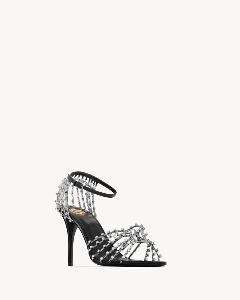 BABYLONE sandals in smooth leather and crystals