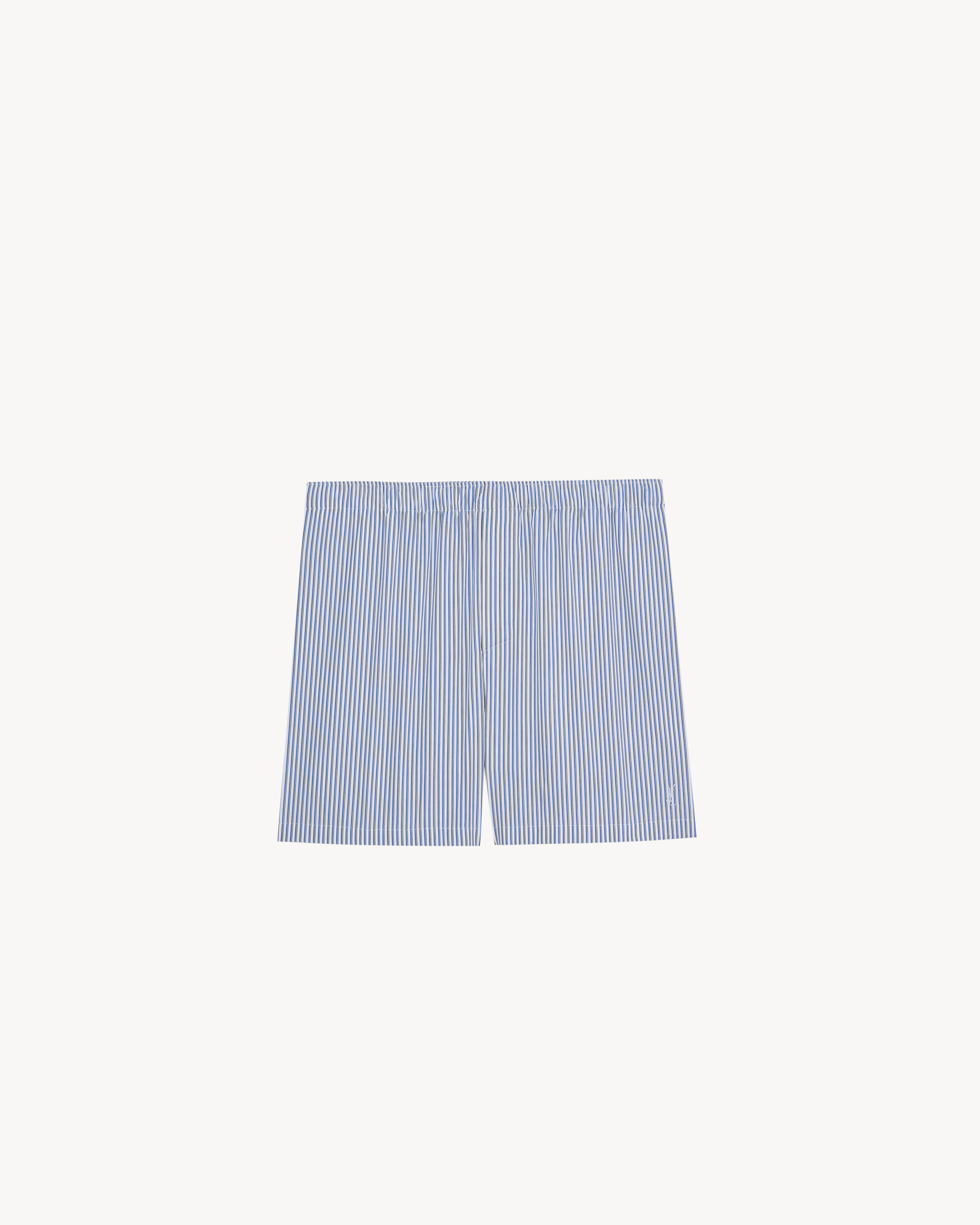 shorts in striped cotton poplin