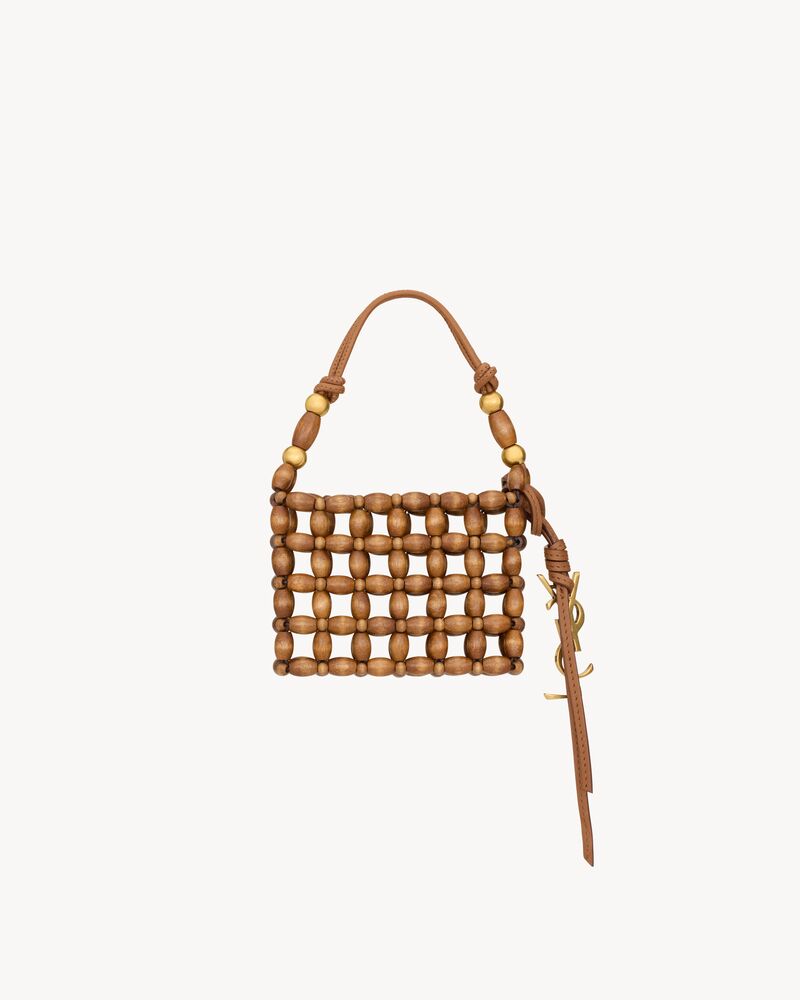 Borsa EVENING micro con perline in legno