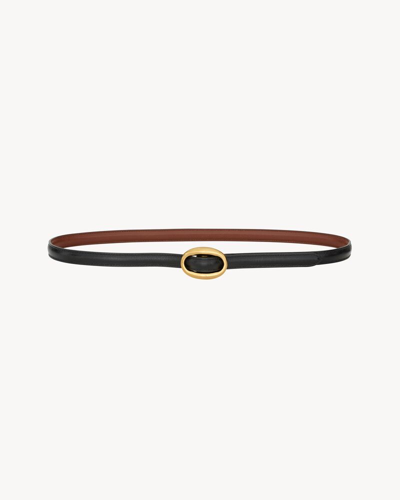 oval buckle thin reversible belt in smooth leather