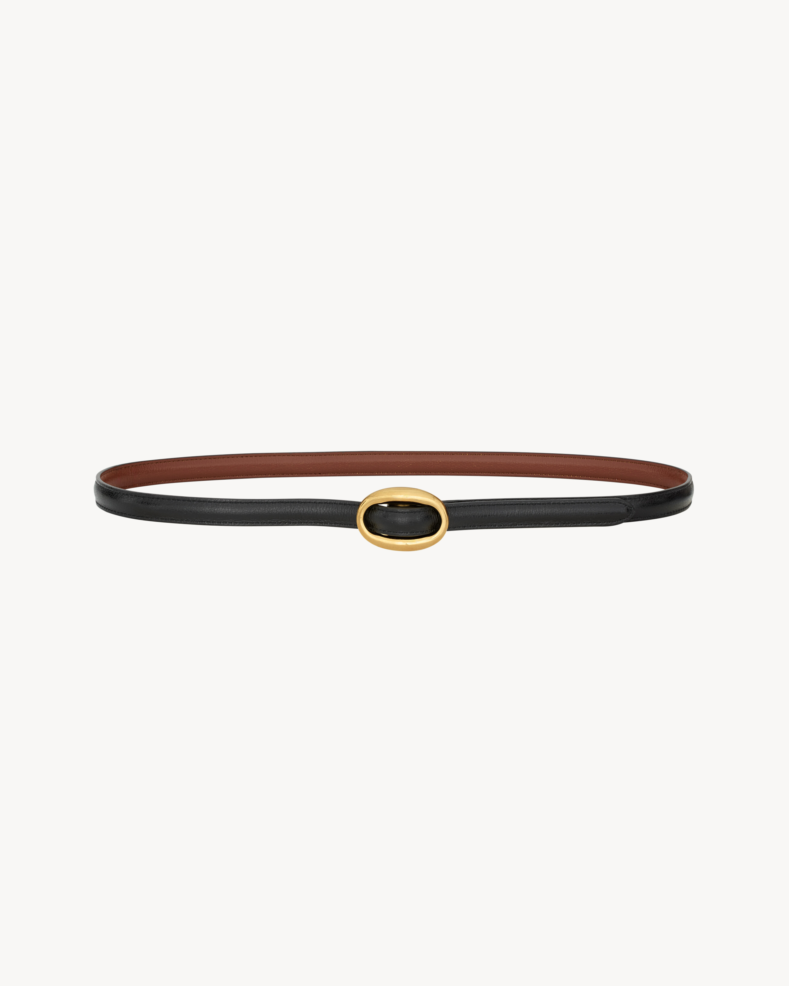 oval buckle thin reversible belt in smooth leather