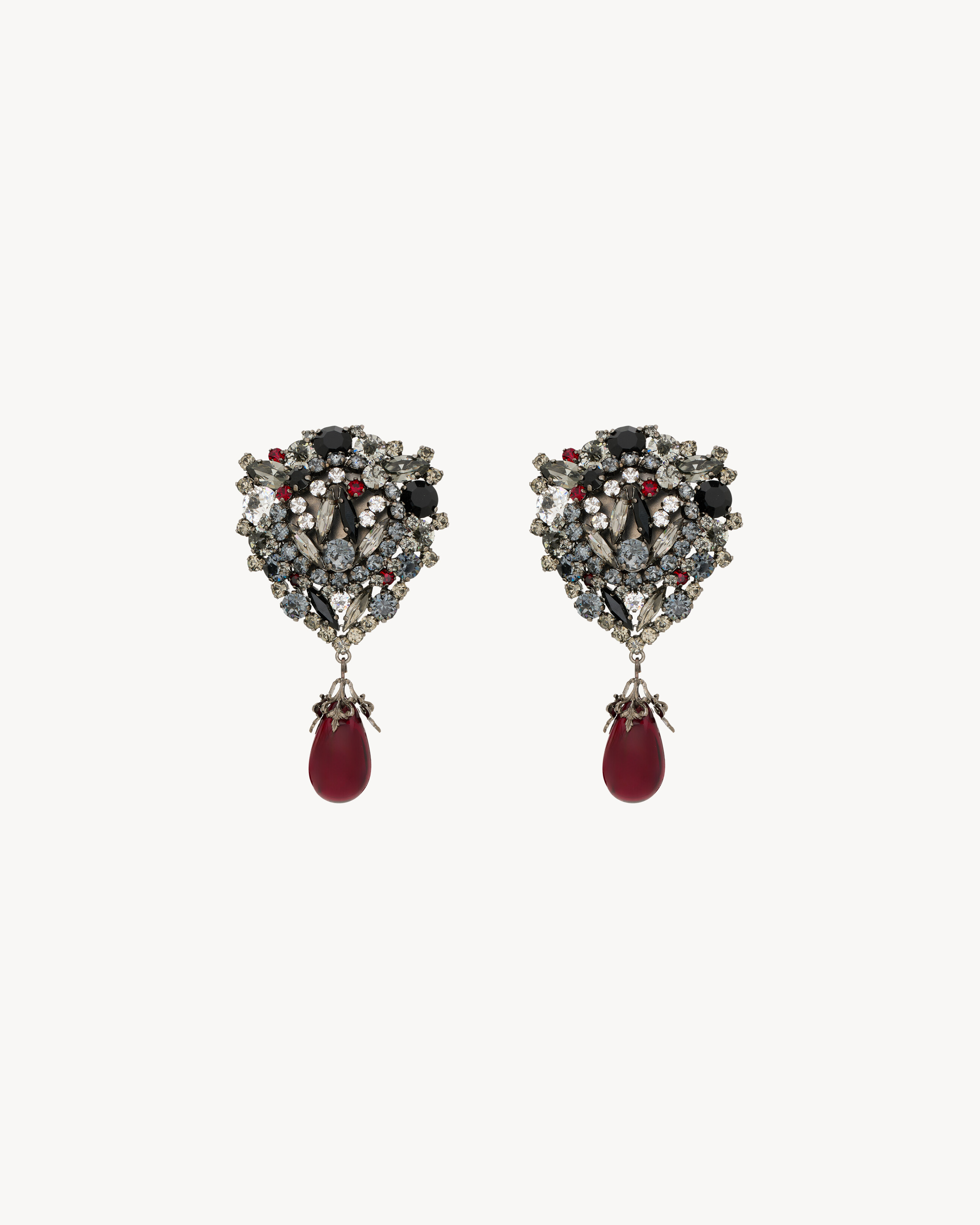 crystal shield earrings in resin and metal