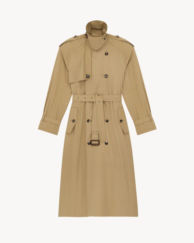 trench coat in water-repellent cotton and silk