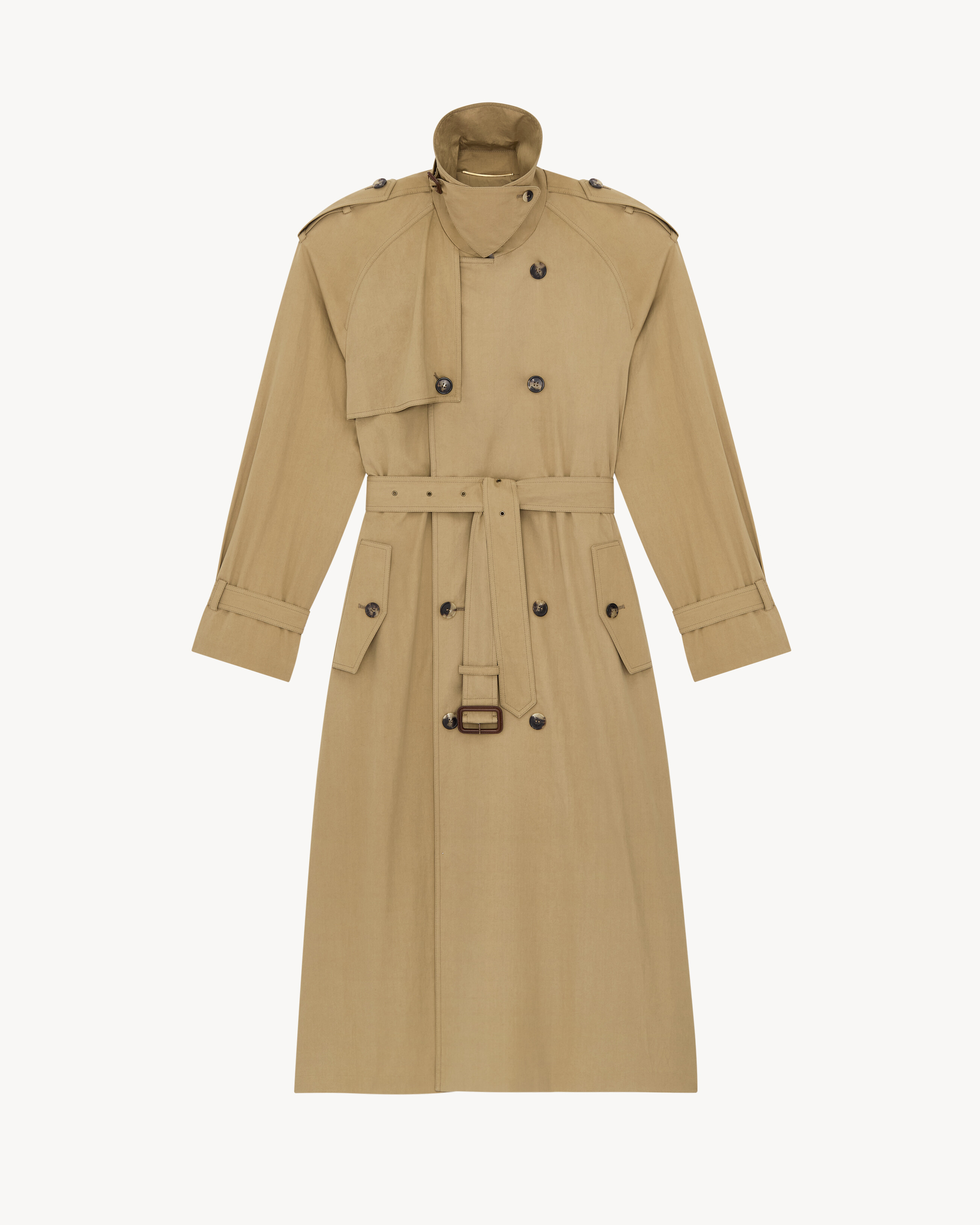 trench coat in water-repellent cotton and silk