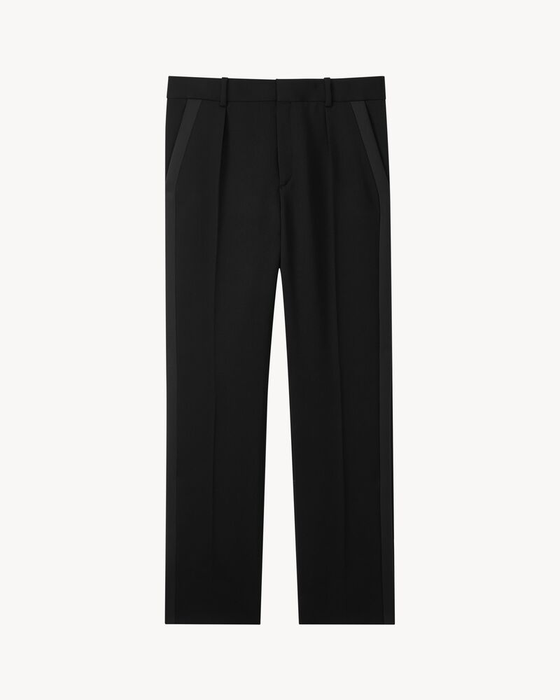 mid-rise tuxedo pants in grain de poudre