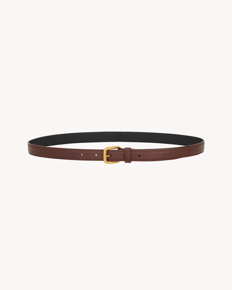 rectangular buckle thin belt in aged leather