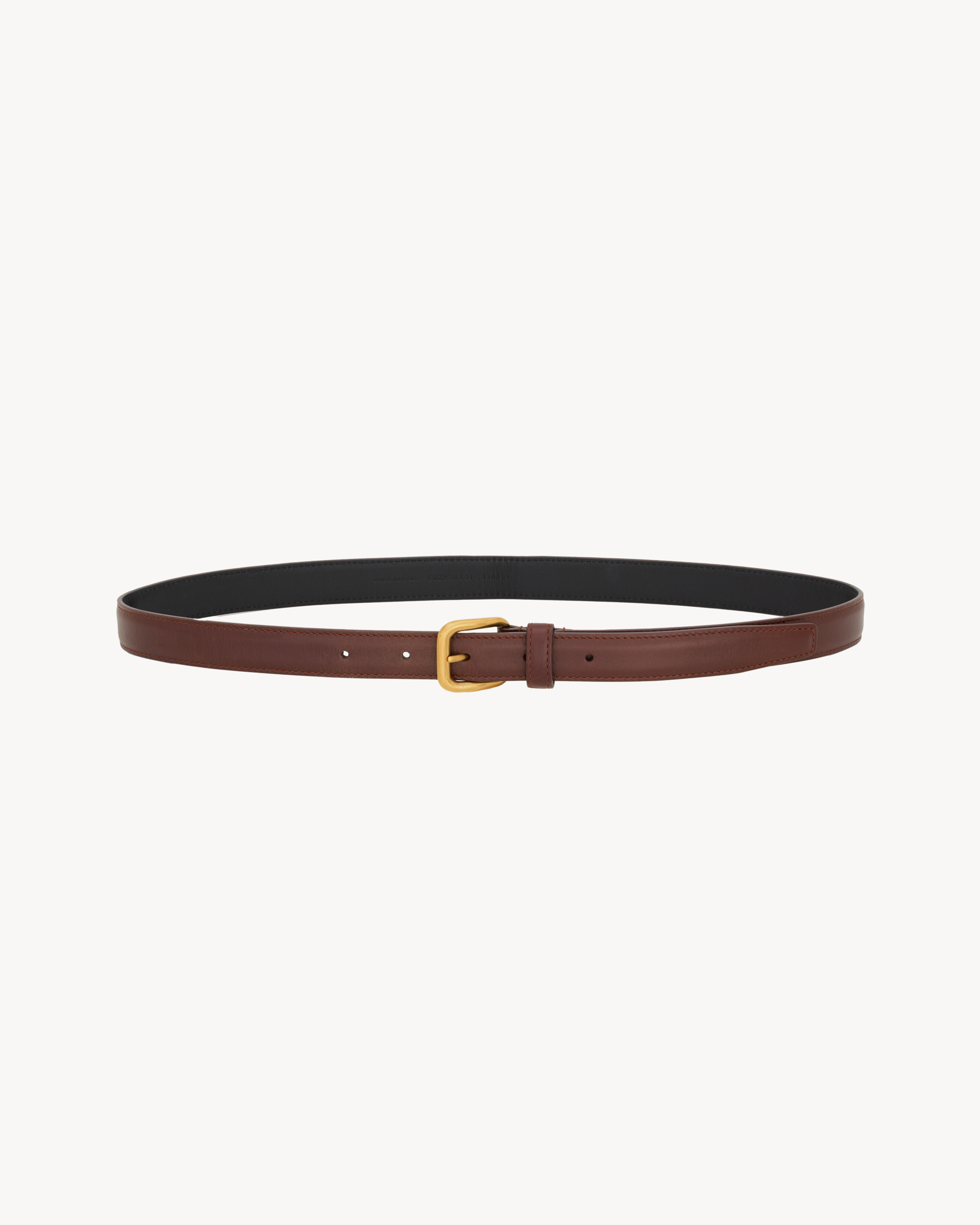 rectangular buckle thin belt in aged leather