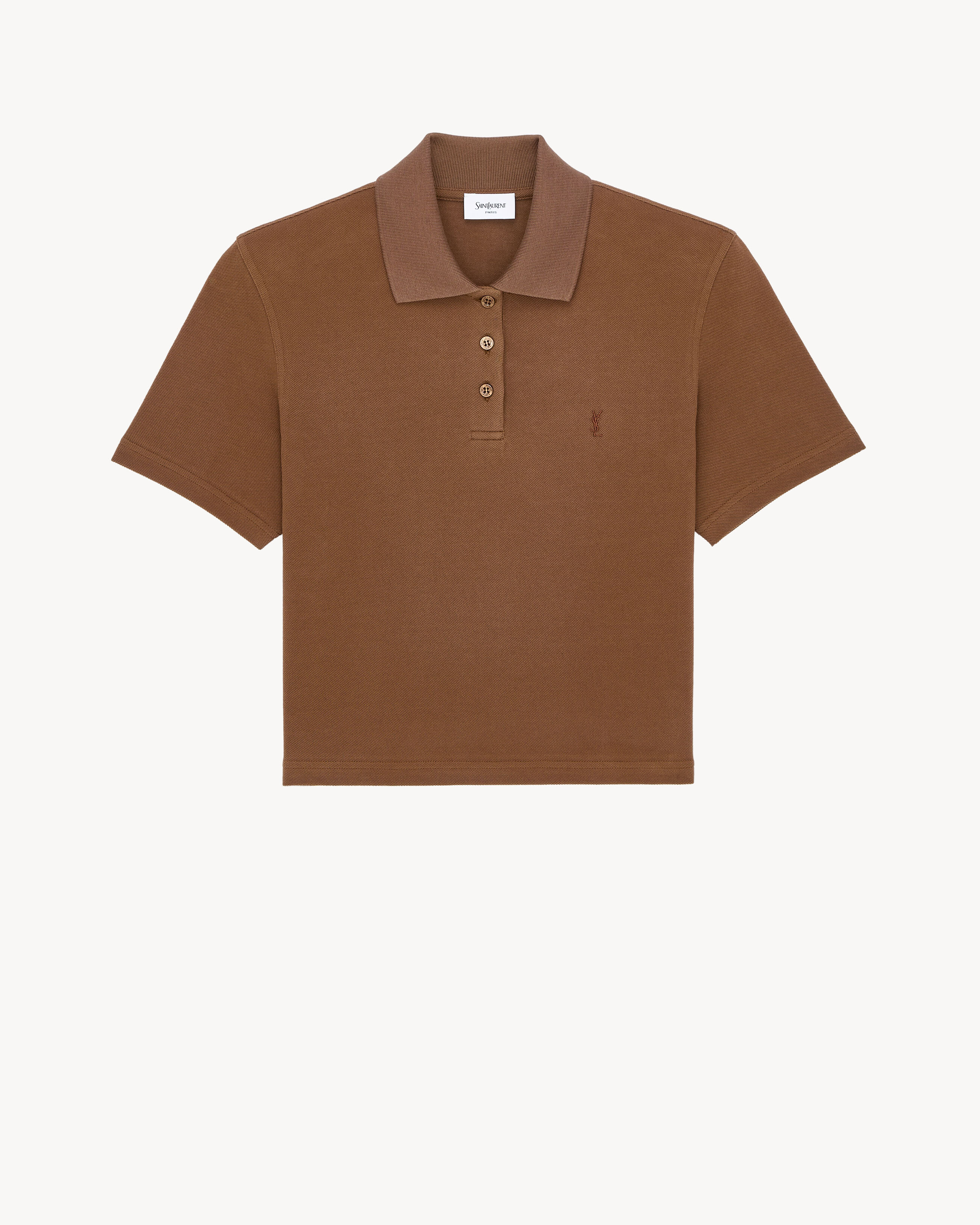 CASSANDRE cropped polo in cotton piqué
