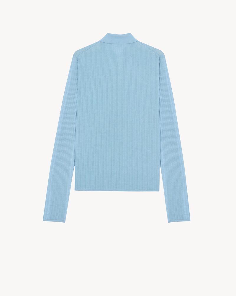 polo in flat-rib cashmere, wool, and silk