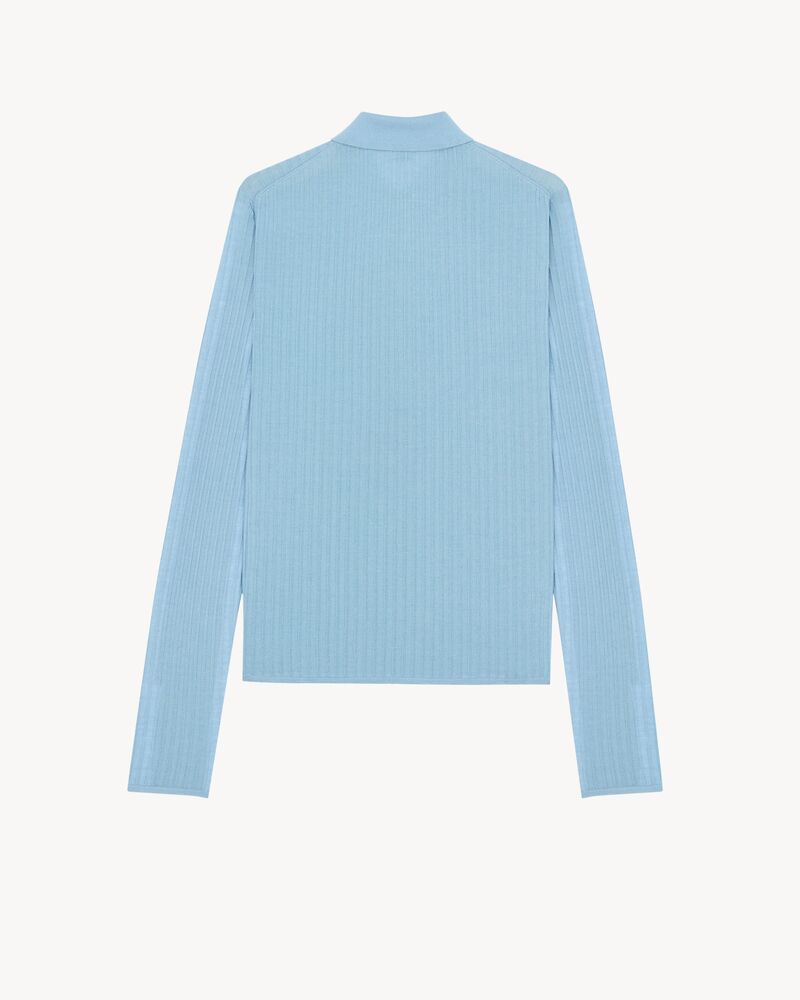 polo in flat-rib cashmere, wool, and silk