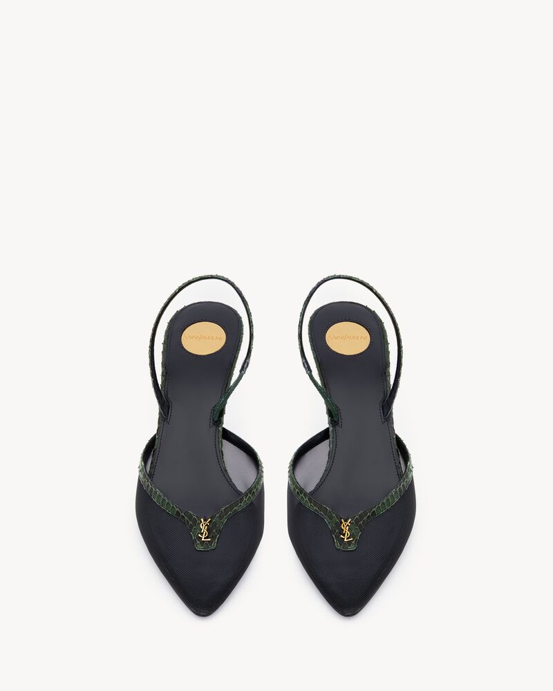 FOLIE slingback pumps in mesh and python