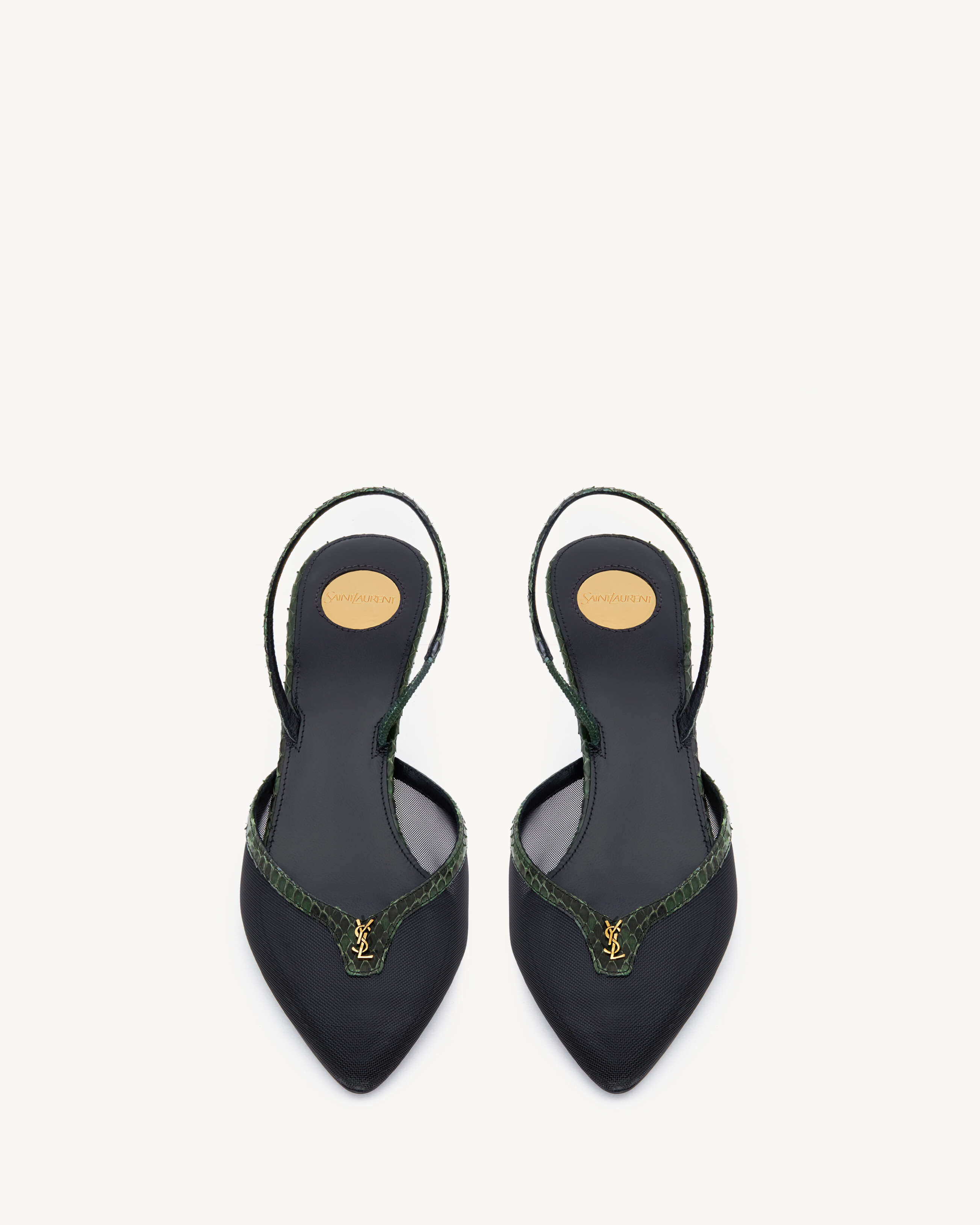 FOLIE slingback pumps in mesh and python