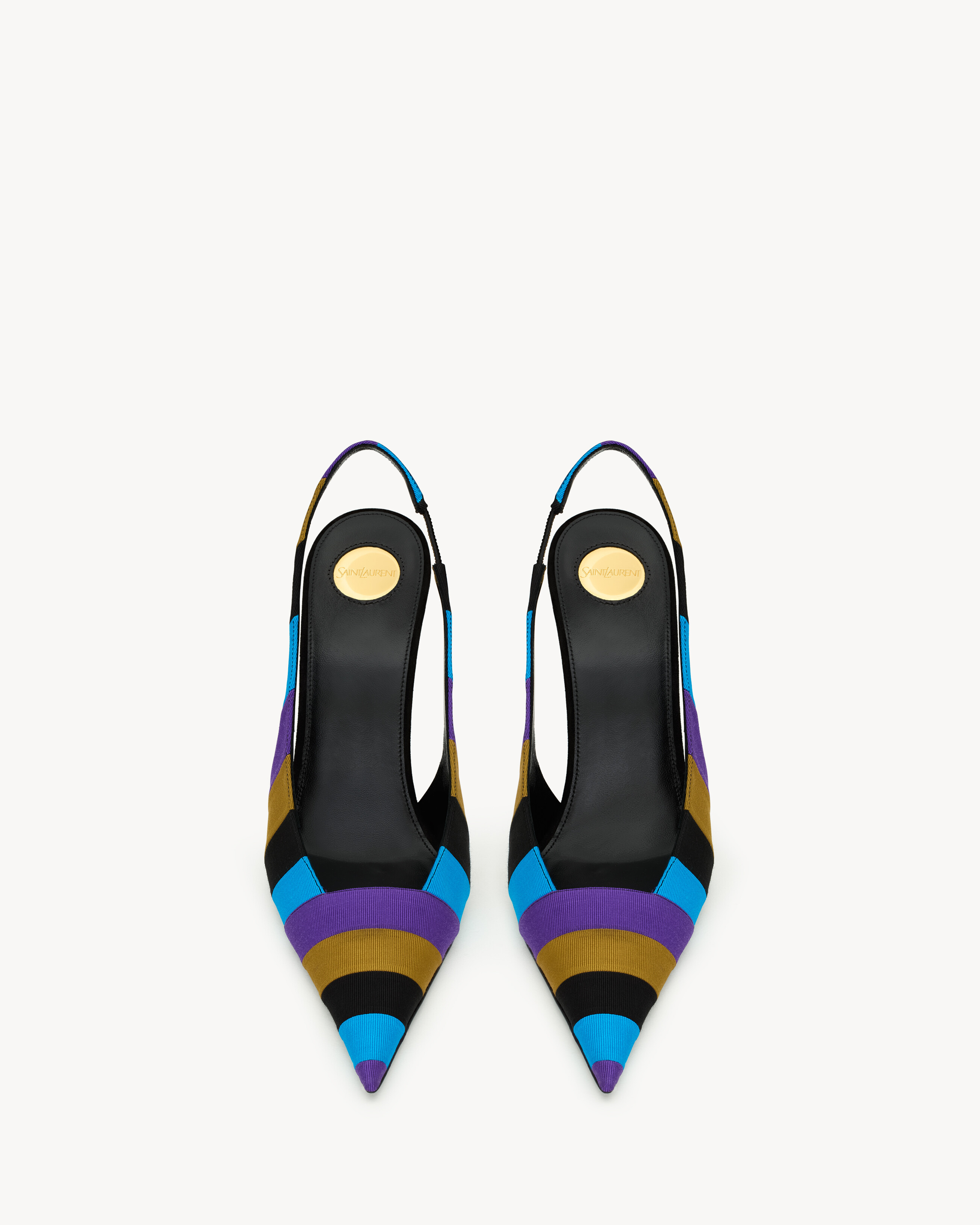 LOLA slingback pumps in striped grosgrain