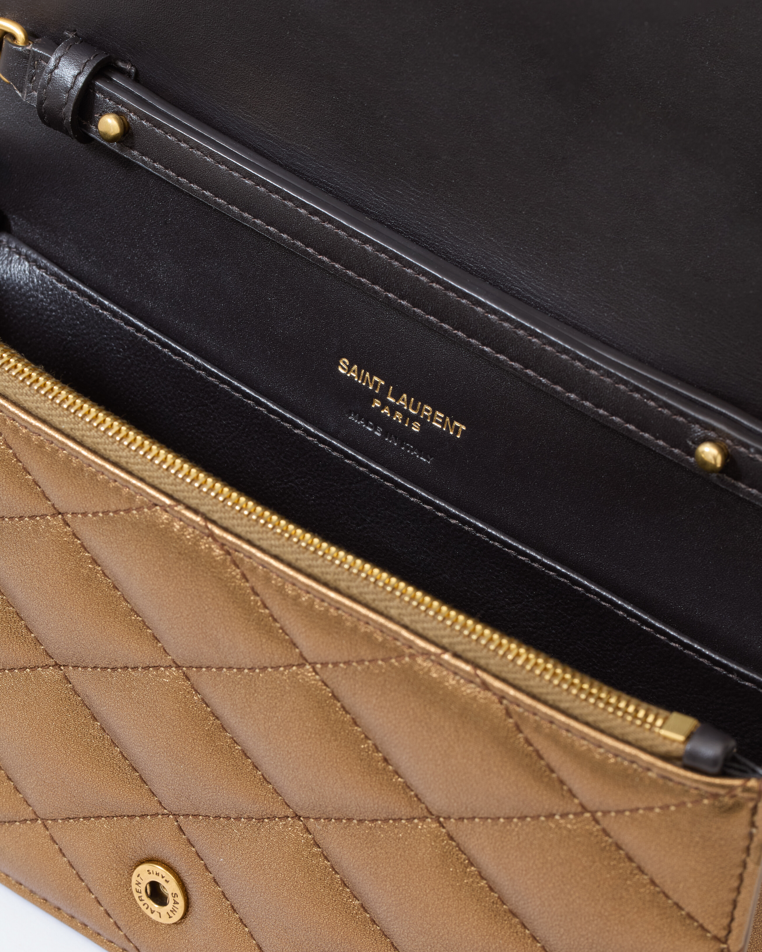 PARIS chain wallet in metallic leather