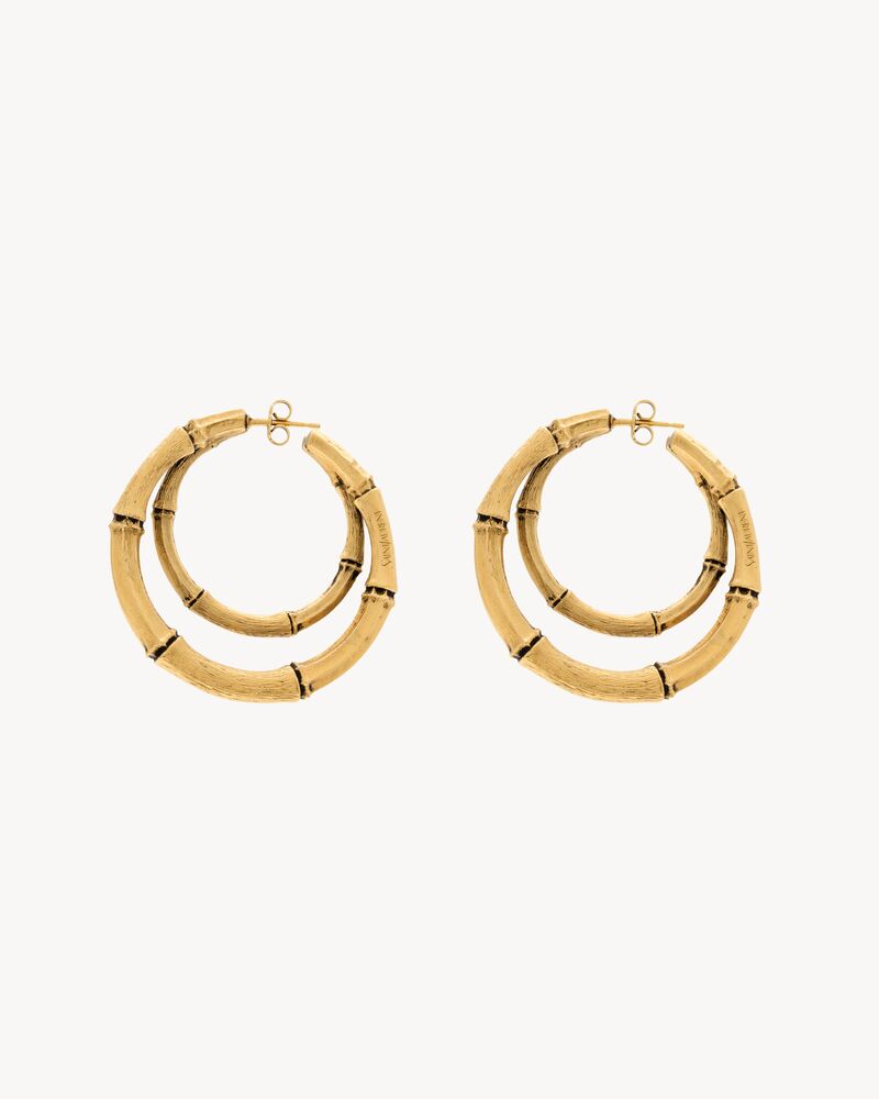 bamboo double-hoop earrings in metal
