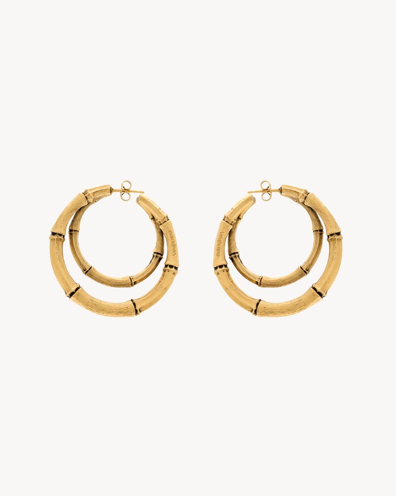 bamboo double-hoop earrings in metal