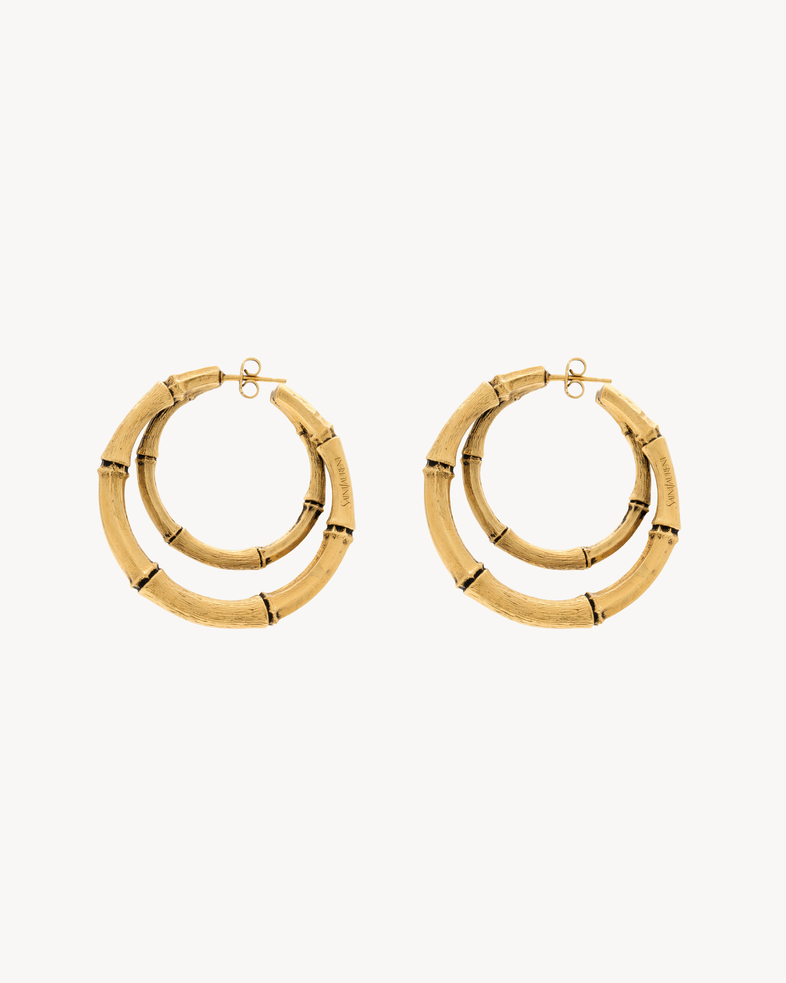 bamboo double-hoop earrings in metal