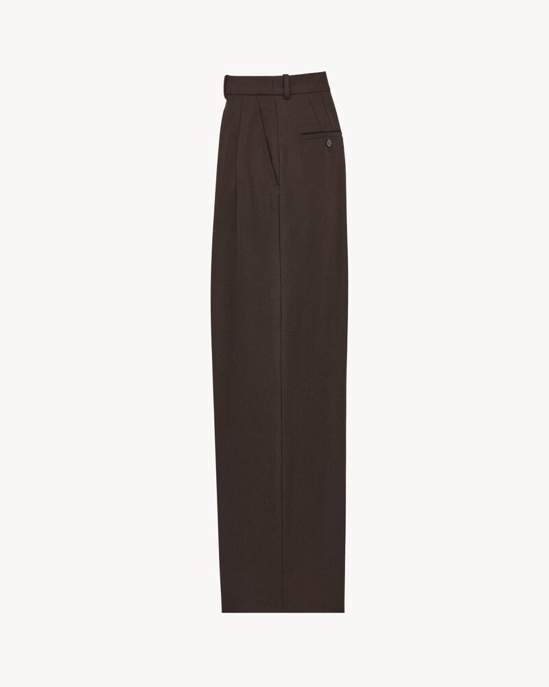 oversized pants in brushed wool flannel in Brown | Saint Laurent
