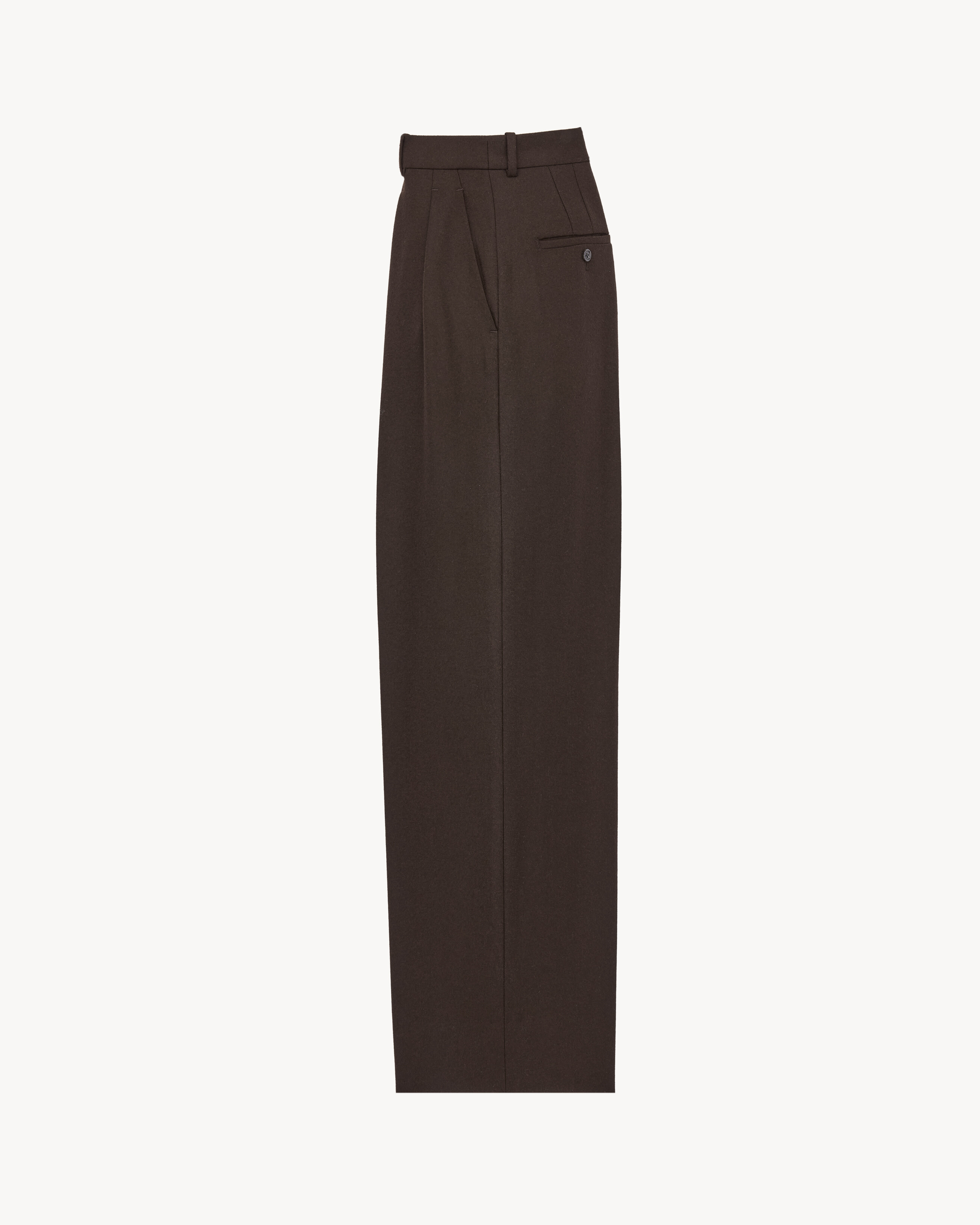 oversized pants in brushed wool flannel in Brown | Saint Laurent