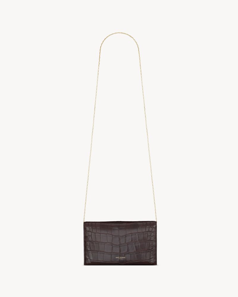 LETTER chain wallet in shiny alligator