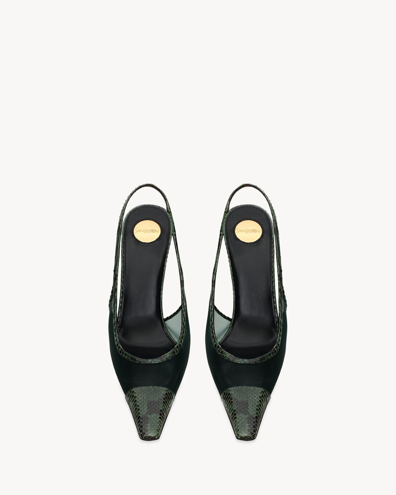 JEMA slingback pumps in mesh and python