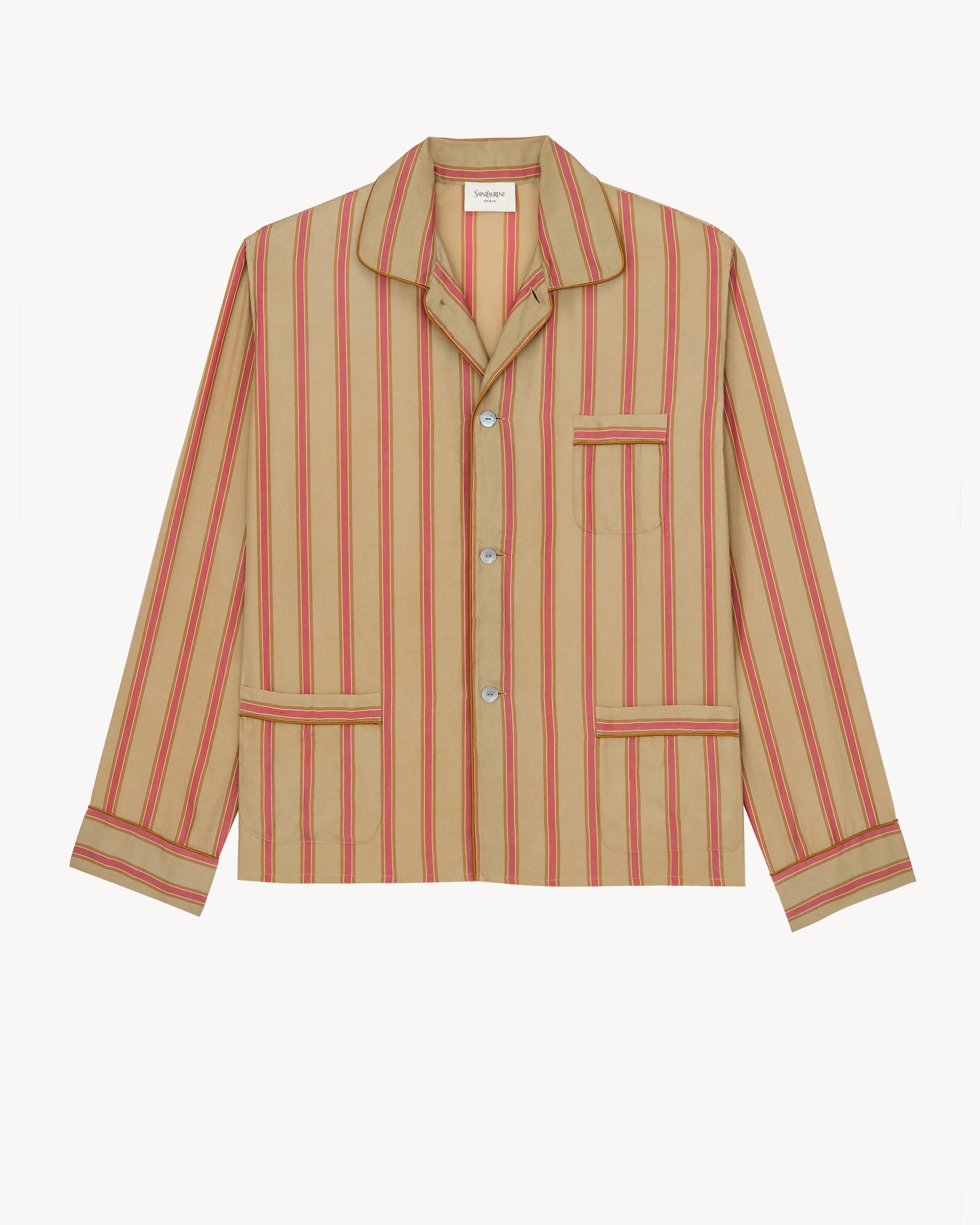 pajama top in striped cupro twill