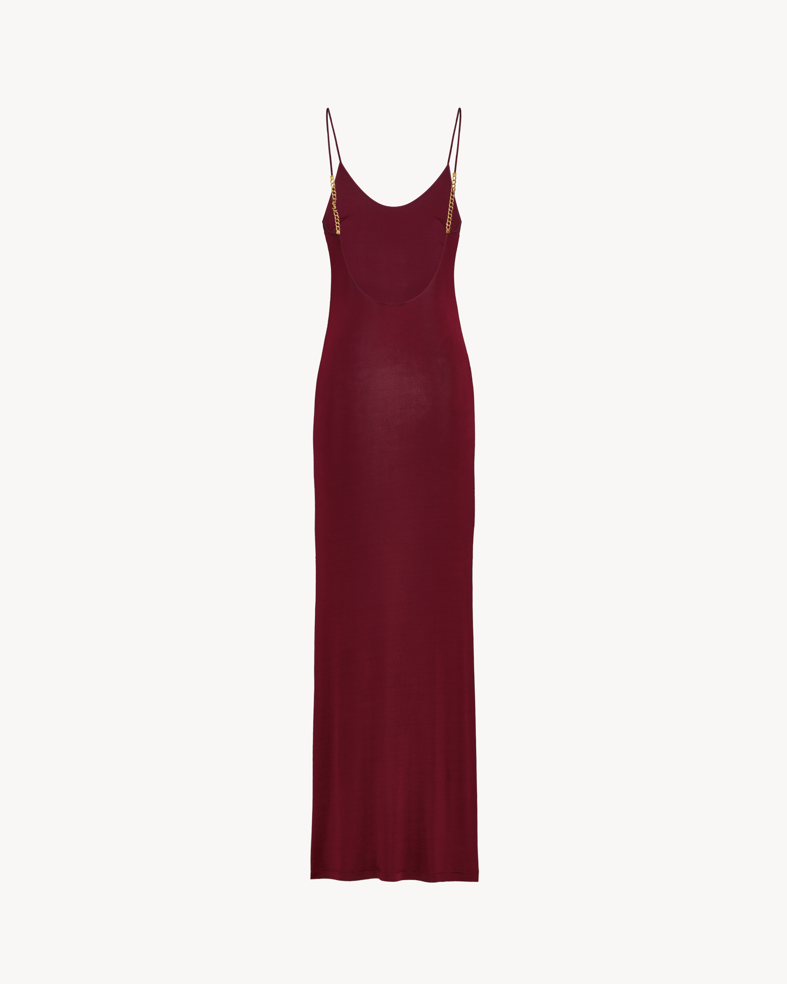 CASSANDRE-chain backless dress in knit in Bordeaux | Saint Laurent | YSL EN-US CASSANDRE-chain backless dress in knit in Bordeaux | Saint Laurent | YSL EN-US