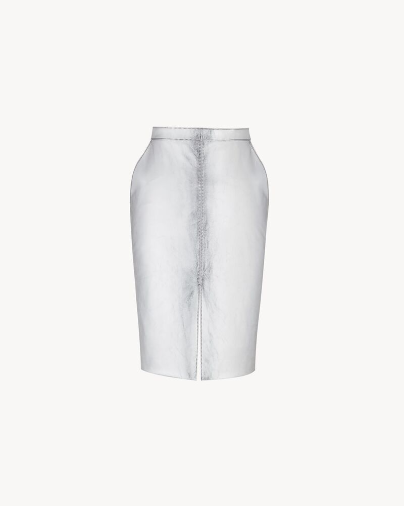 pencil skirt in metallic leather