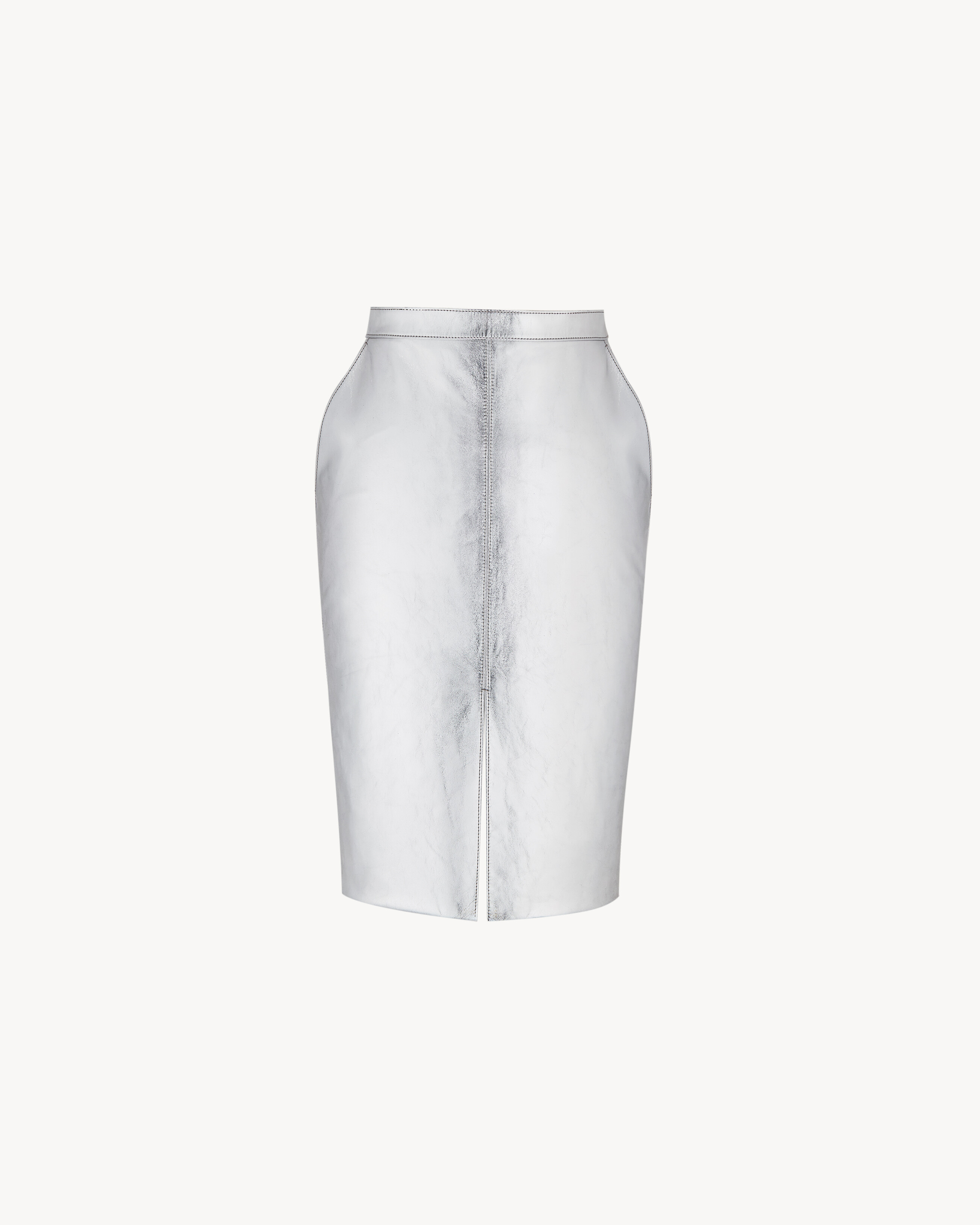 pencil skirt in metallic leather
