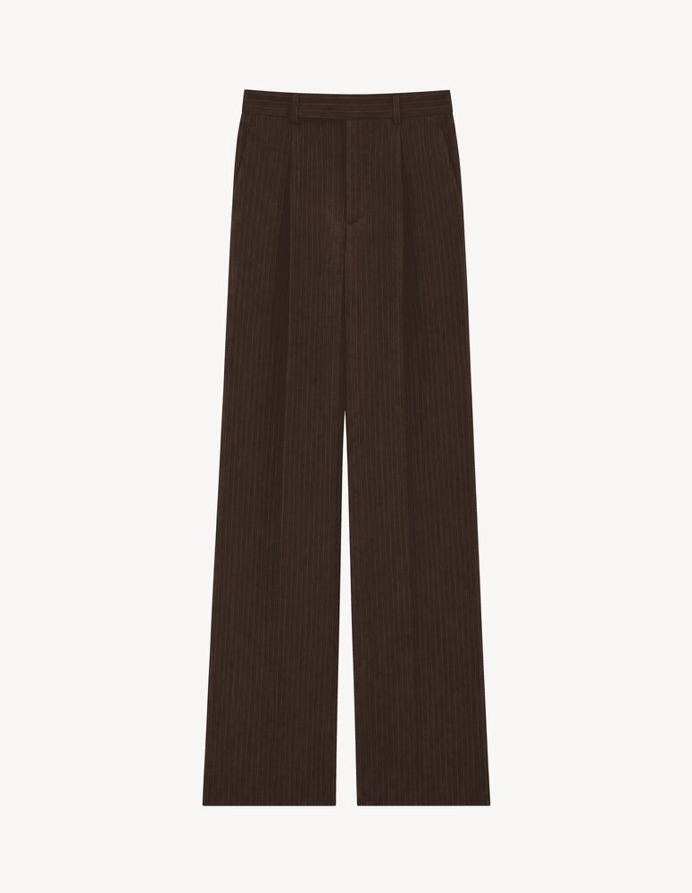 Pantalones fluidos de gabardina de lana con motivo de rayas