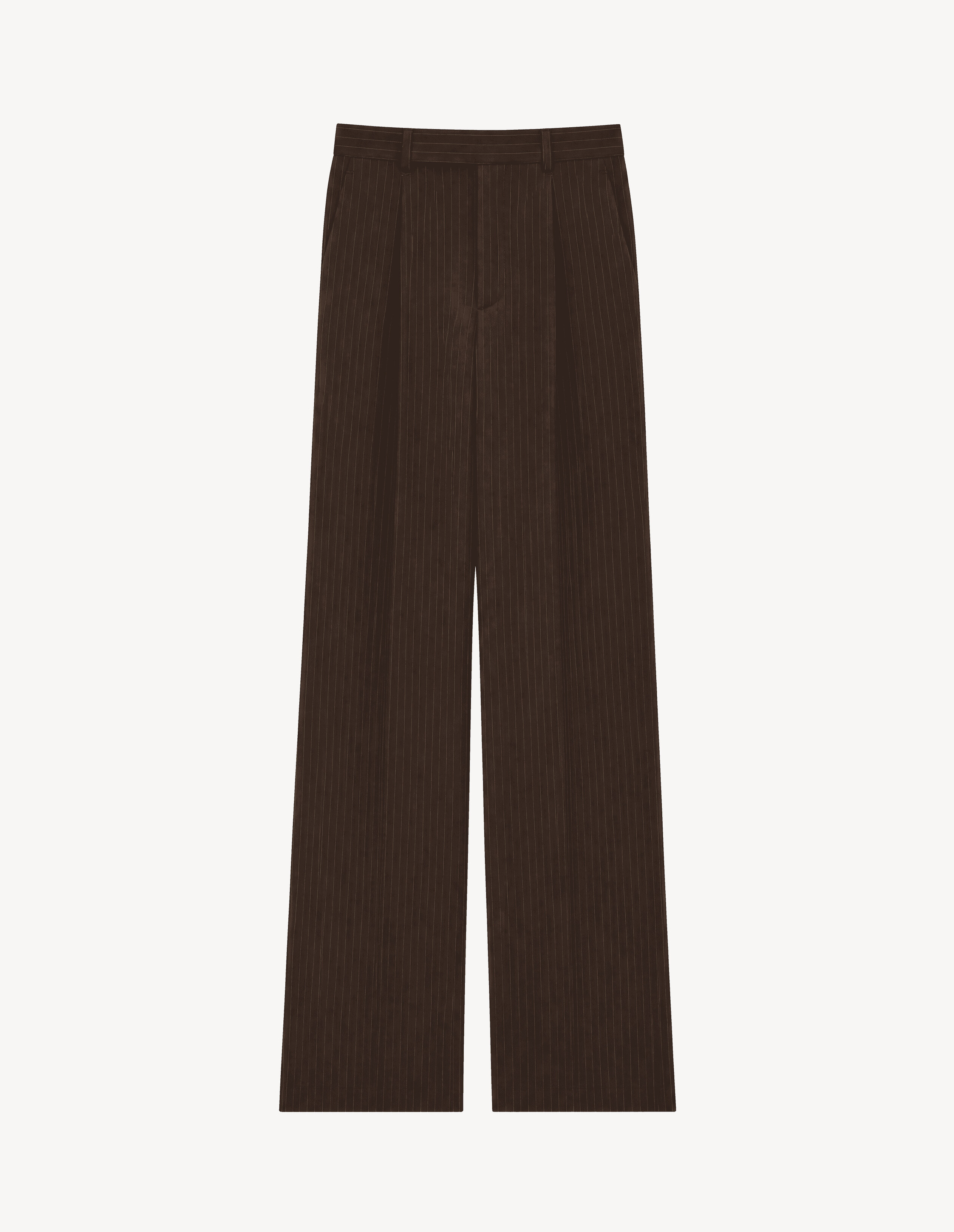 fluid pants in striped wool gabardine