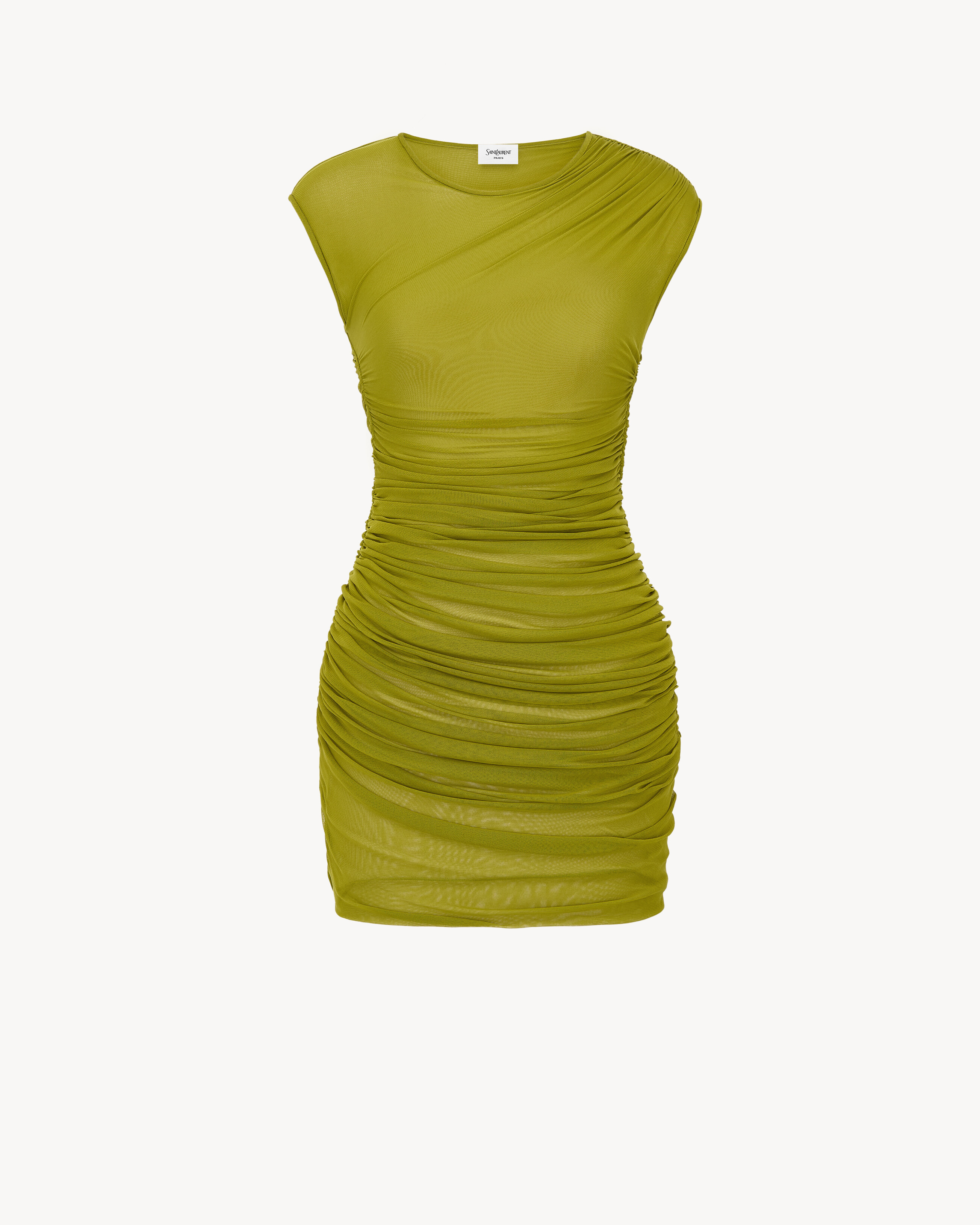 ruched dress in tulle jersey