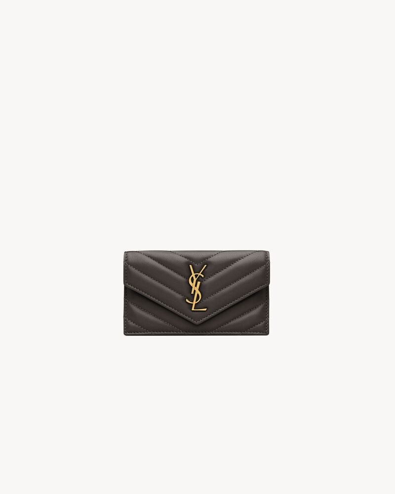 CASSANDRE FRAGMENTS FLAP CARD CASE IN LAMBSKIN in Grey | Saint