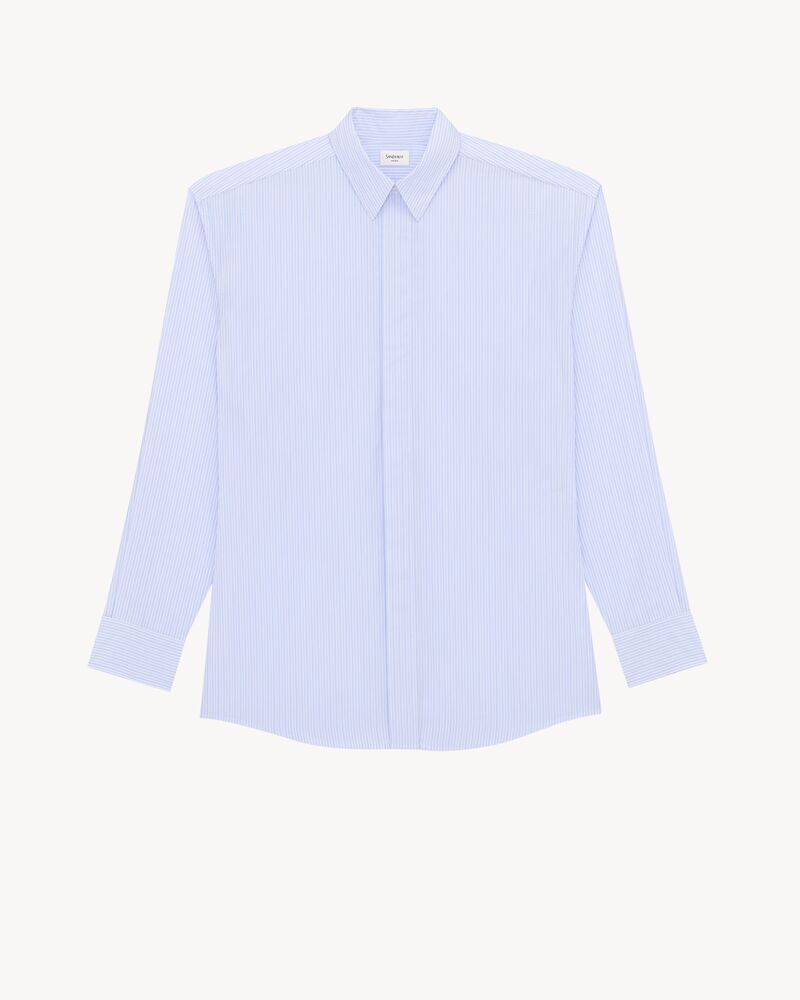 broad-shoulder shirt in striped cotton poplin