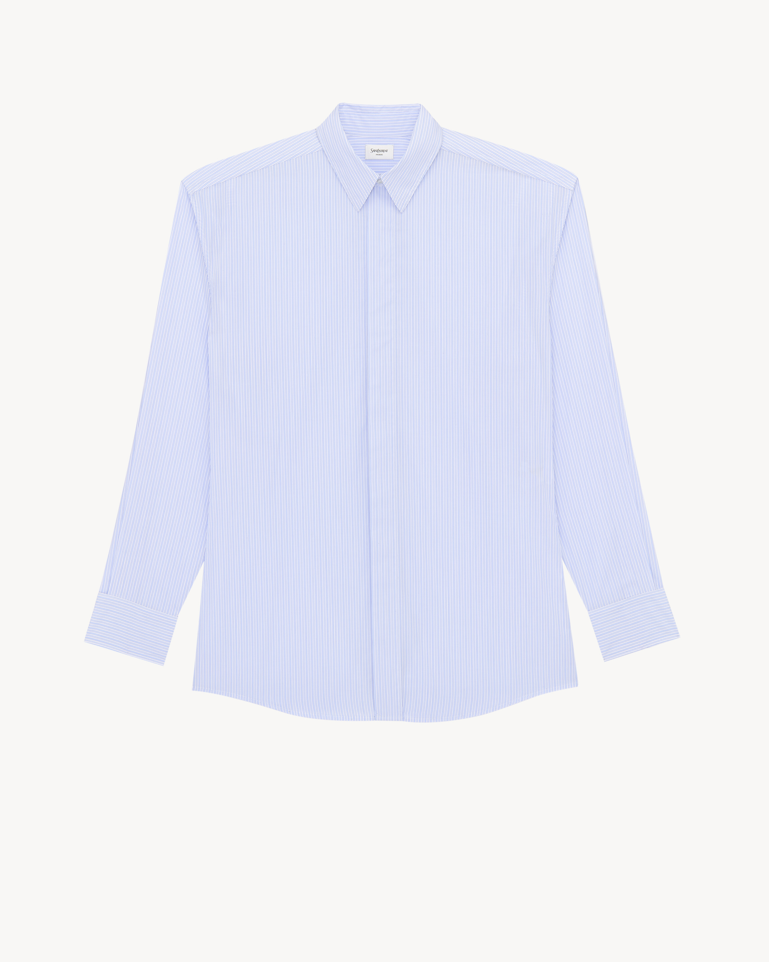 broad-shoulder shirt in striped cotton poplin