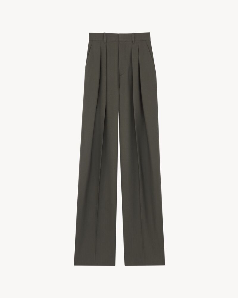 wide-leg pants in wool gabardine