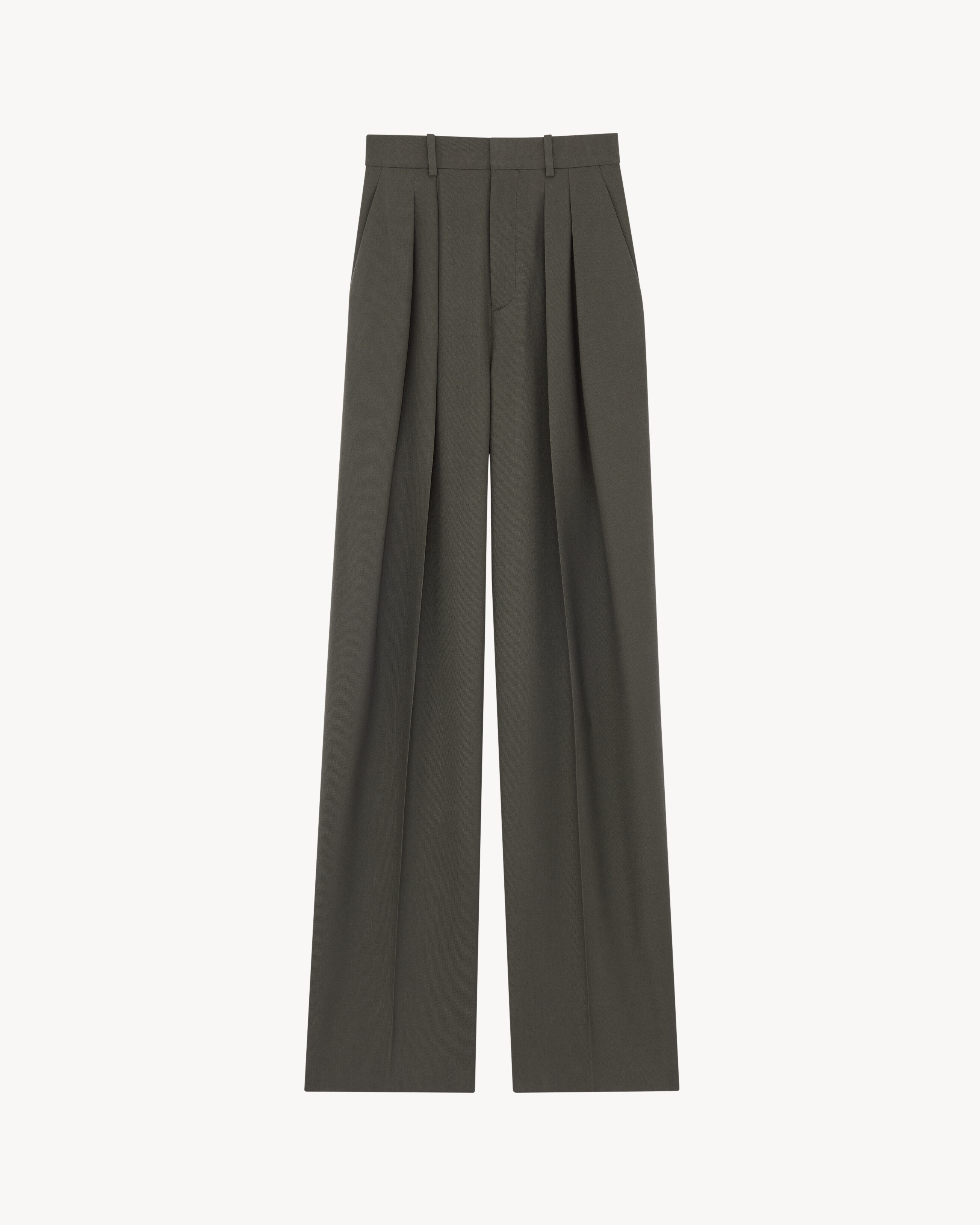 wide-leg pants in wool gabardine