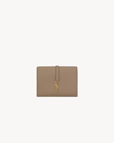 LE 5 À 7 tri fold wallet in grained leather in Beige | Saint