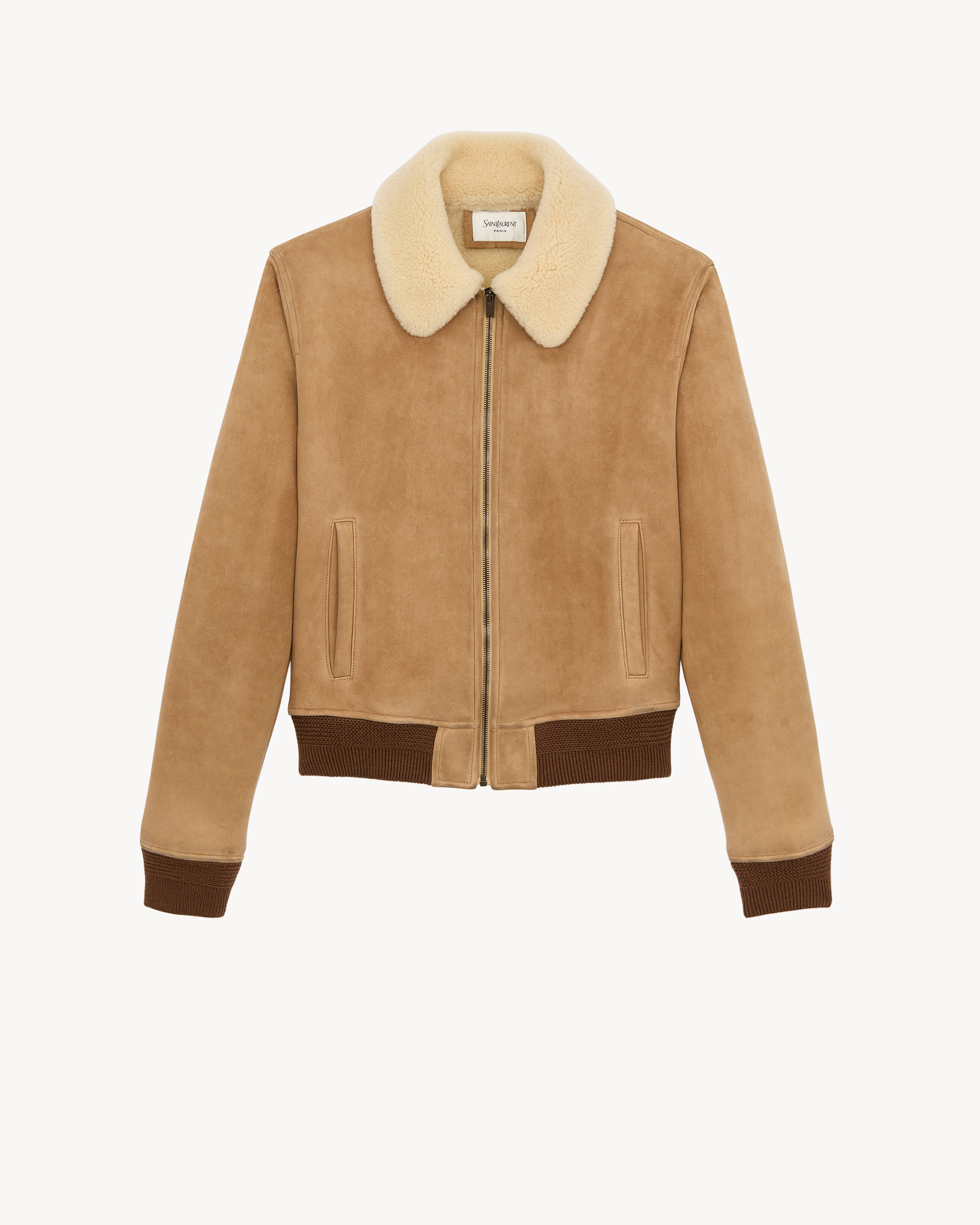 bomber jacket in suede and shearling