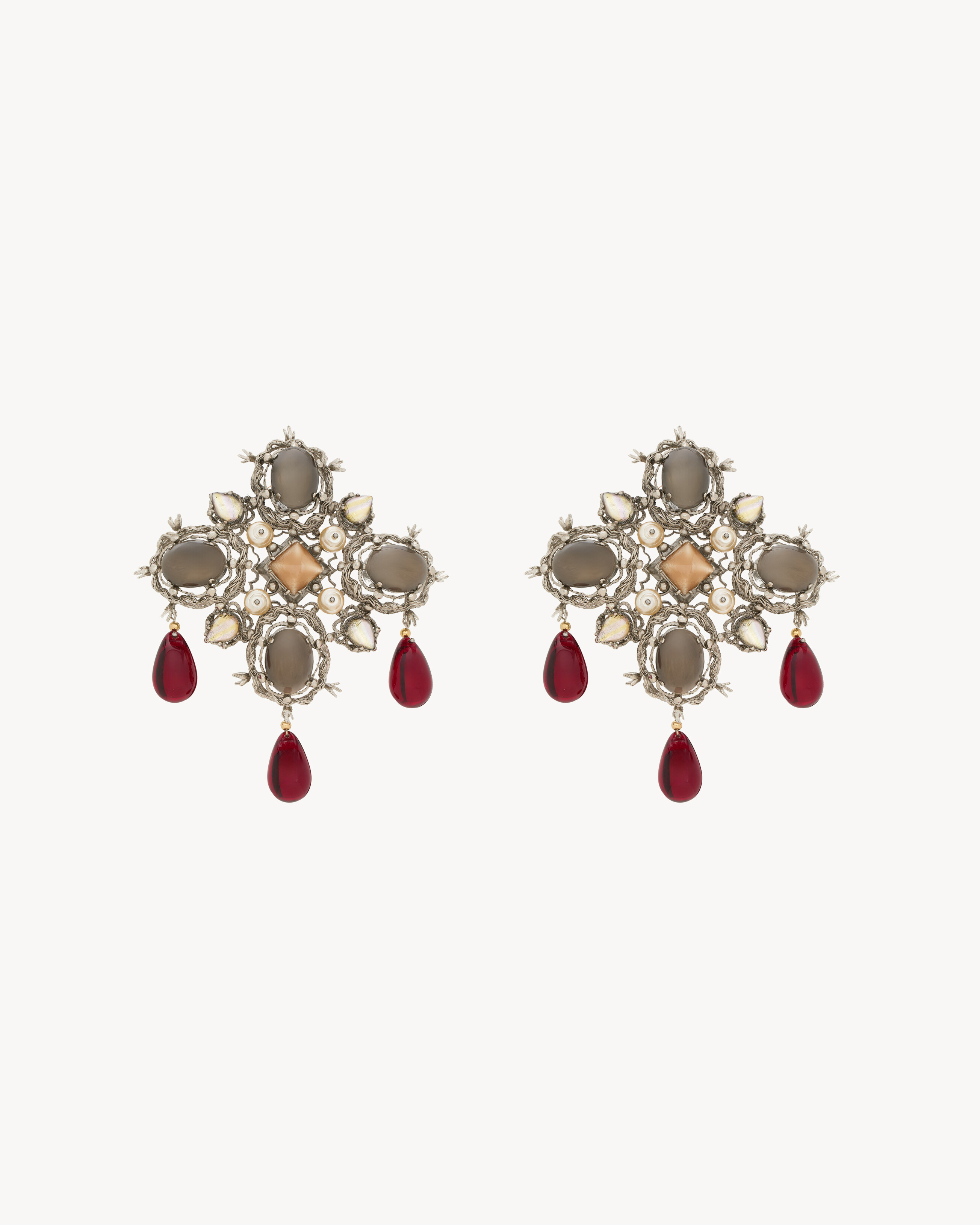 cabochon cross earrings in resin and metal