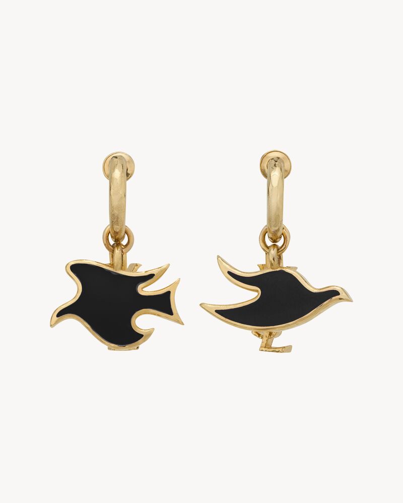 CASSANDRE dove charm hoop earrings in enamel