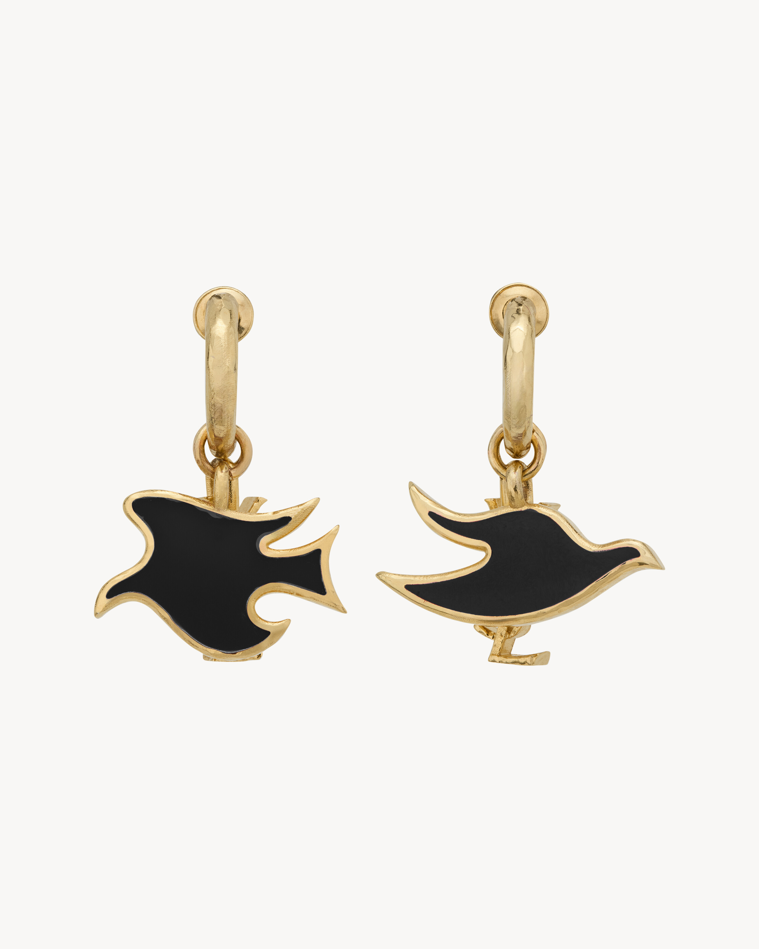 CASSANDRE dove charm hoop earrings in enamel