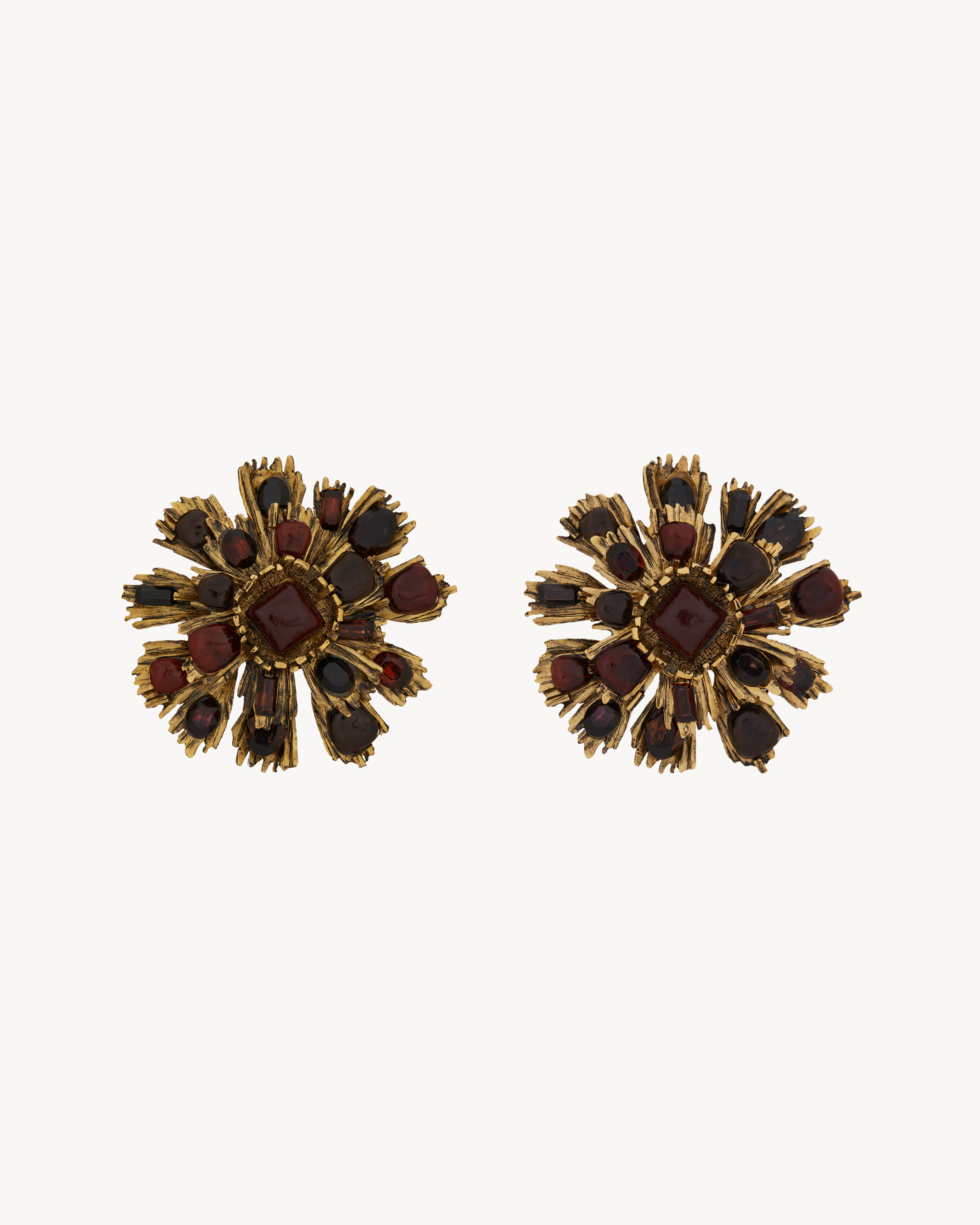 sunburst earrings in resin and glass