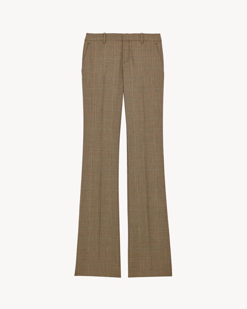 flared pants in puppytooth prince of wales wool