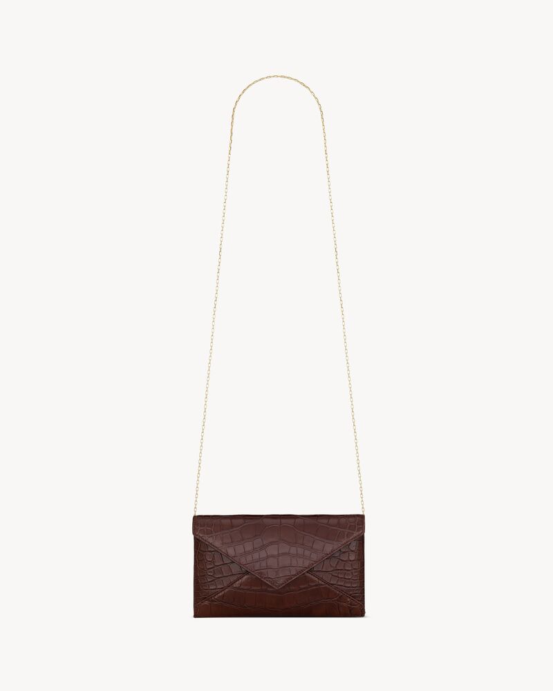 LETTER chain wallet in shiny alligator