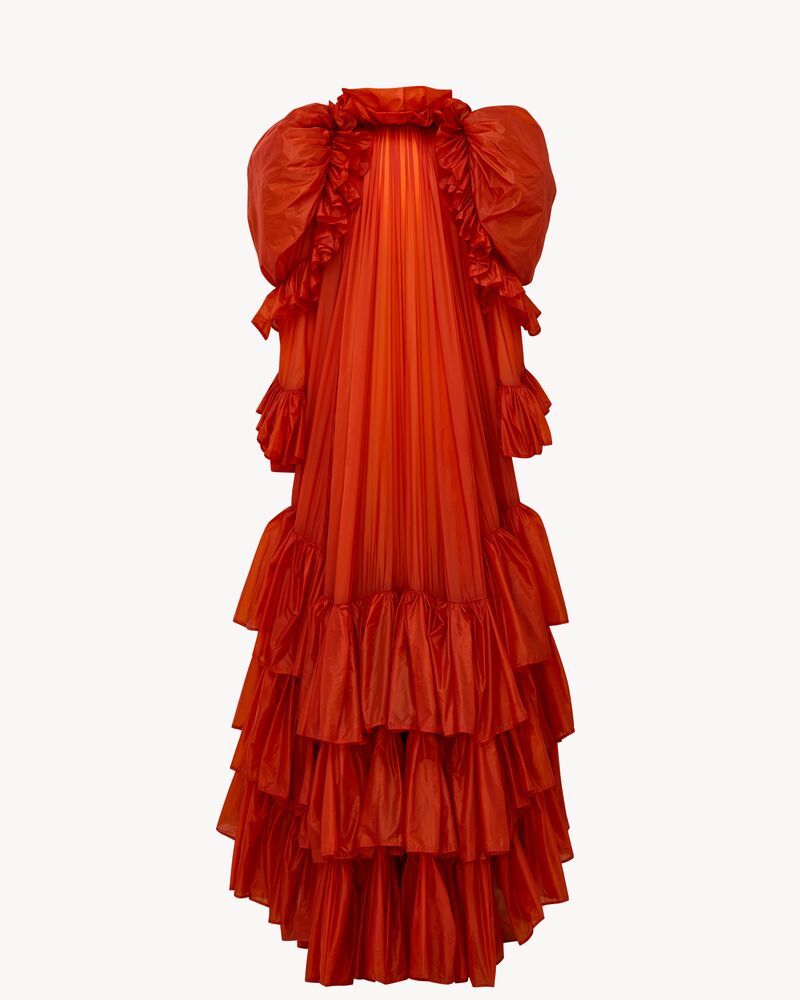 ruffled gown in nylon