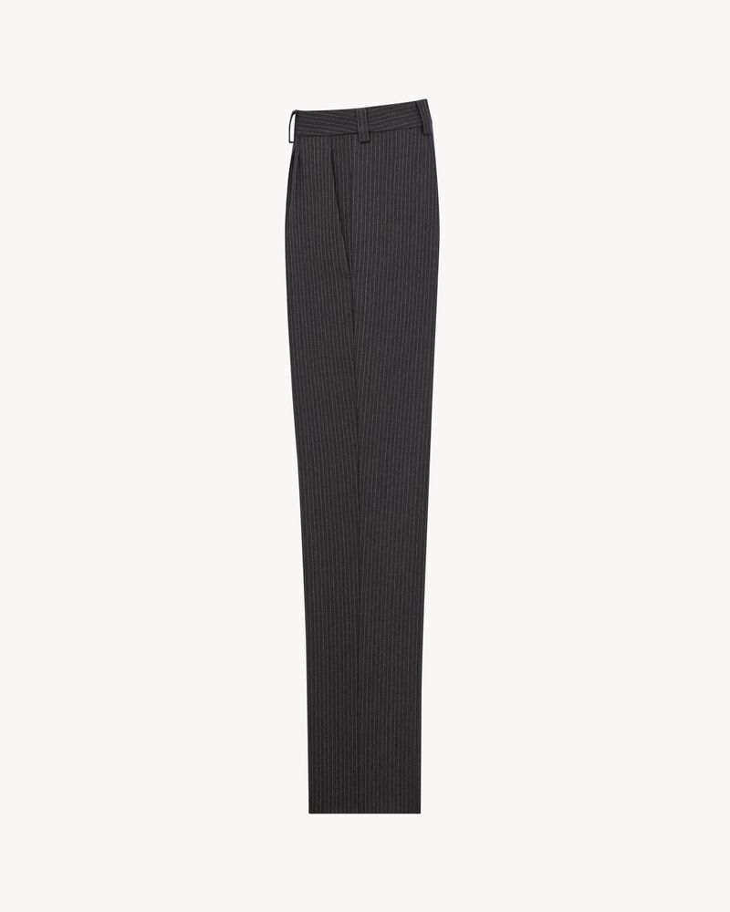 Pantalones entallados de lana con motivo de espiga y rayas