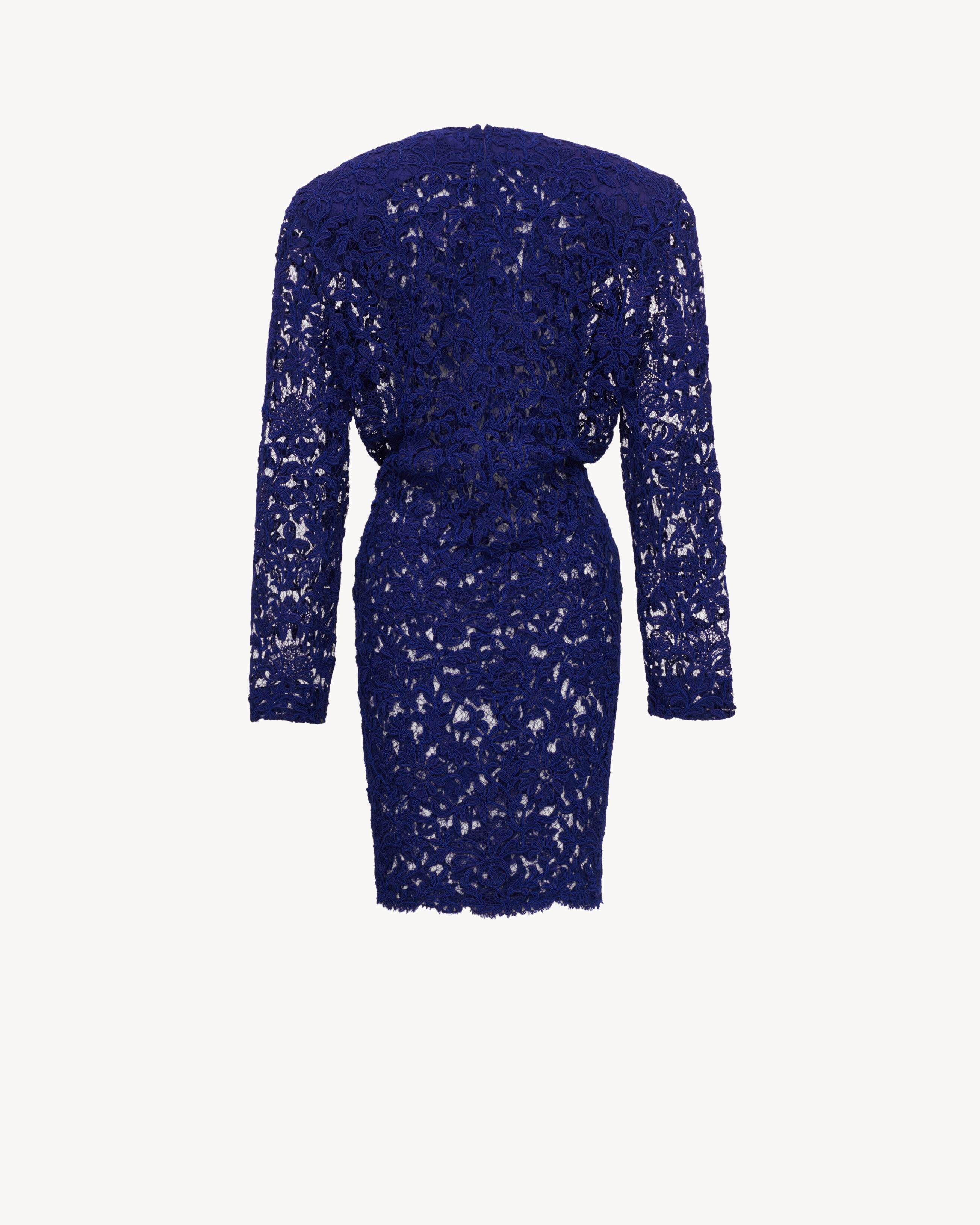 dress in guipure lace in Blue | Saint Laurent | YSL EN-US dress in guipure lace in Blue | Saint Laurent | YSL EN-US