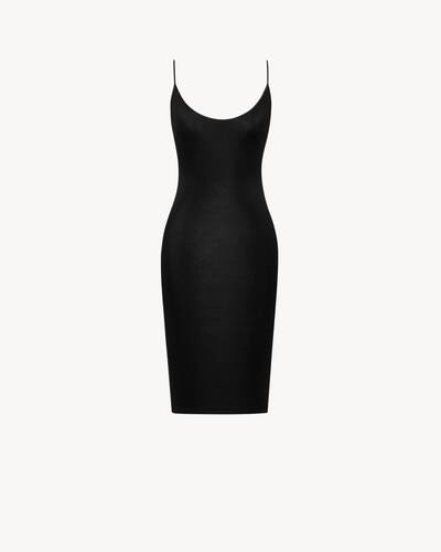 CASSANDRE open-back dress in ribbed knit in Black | Saint Laurent